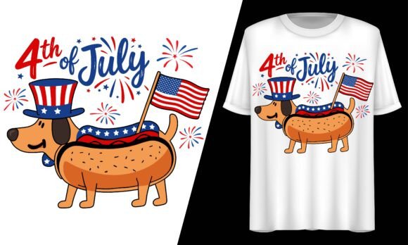 4th of July Hot Dog Dog Patriotic SVG