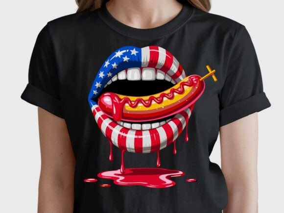 4th of July Hot Dog Patriotic Lips SVG