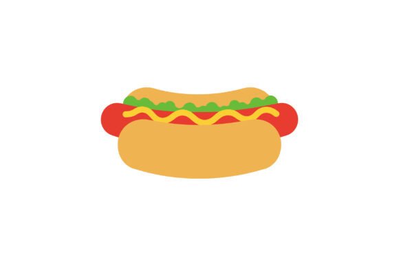 Colorful Hot Dog with Mustard, Ketchup