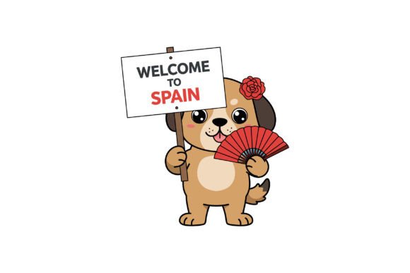 Cute Dog Holding a Sign and Fan in a Fla