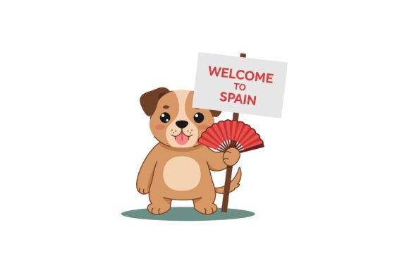 Cute Dog Holding a Sign That Says Welcom