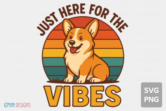 Cute Happy Corgi Dog Retro Vibes SVG PNG