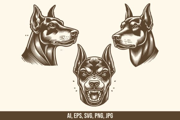 Doberman Dog Head SVG Bundle