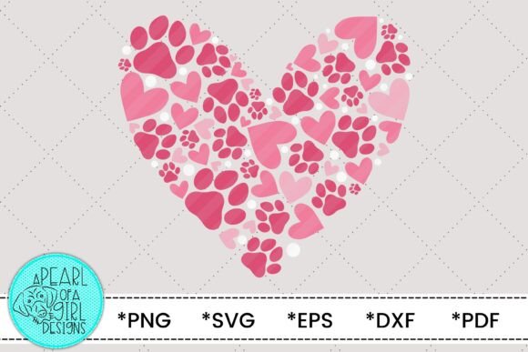Dog Valentine SVG, Paw Print Heart SVG