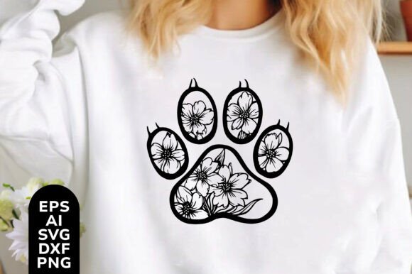 Floral Dog Paw SVG PNG