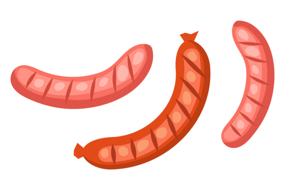 Grilled Sausages Cartoon Icon. Tasty Hot