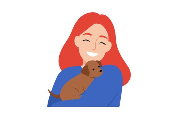 Happy Woman with Red Hair Holding a Small