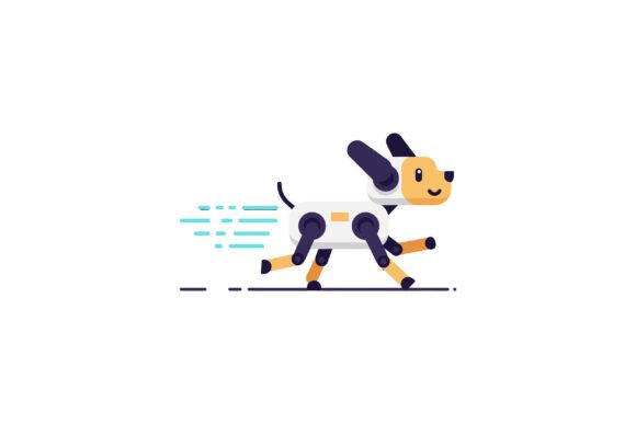 Playful Robotic Dog Running Swiftly in a