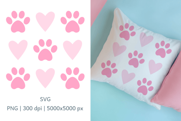 Vector Valentine Dog Paw SVG PNG